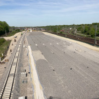 Der Rangierbahnhof von der Fußgängerbrücke aus gesehen